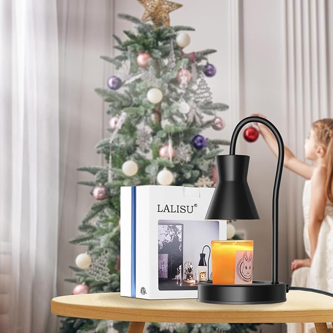 Candle Warmer Lamp with Timer and Dimmer, Vintage Electric Melter Candle with 2 Bulbs, Melter Scented Height Adjustable Compatible with Jar Candles, House Warming Gifts (Black)