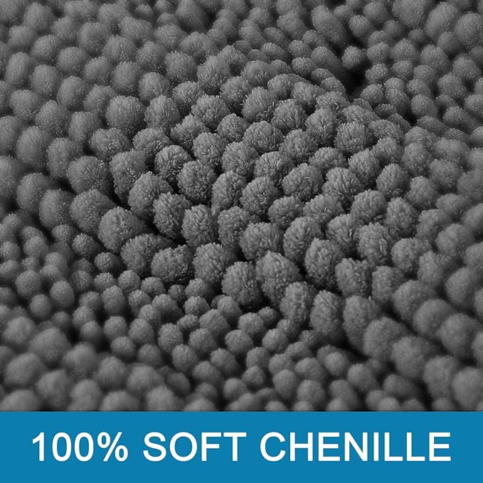 H.VERSAILTEX Bathroom Rugs Bath Rug Set 2 Piece Bathroom Contour Rug Toilet Mat Sets Non Slip Contour Bath Rug Ultra Thick Water Absorbent Striped Bath Mats Washable(36" x 24" Plus 20" x 24" U, Grey)