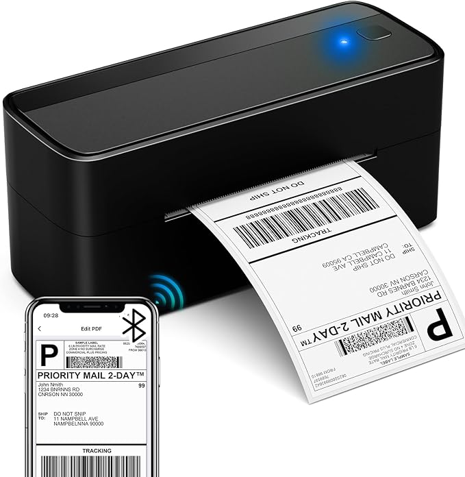 ASprink Shipping Label Printer - 241BT Bluetooth Thermal Label Printers for Small Business, 4X6 Wireless Thermal Printer for Shipping Packages, Compatible with iPhone, Windows, USPS, Amazon, Black
