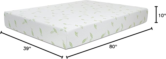 NapQueen Twin XL Size, 10 Inch Anula Green Tea Infused Memory Foam Mattress, Bed in a Box, CertiPUR-US Certified Mattress
