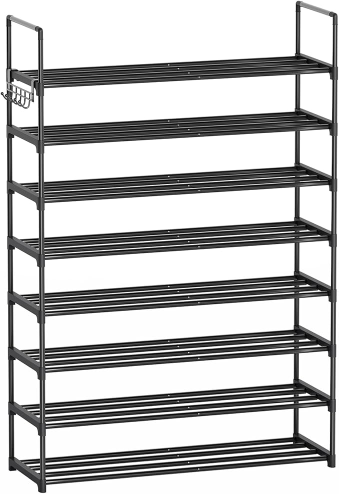 Shoe Rack, 8 Tier Tall Shoe Rack for Entryway, Shoe Orhanizer for Closet, Adjustable Shelf Height Metal Shoe Shelf, Shoe Stand for Front Door Entrance, Closet & Entryway