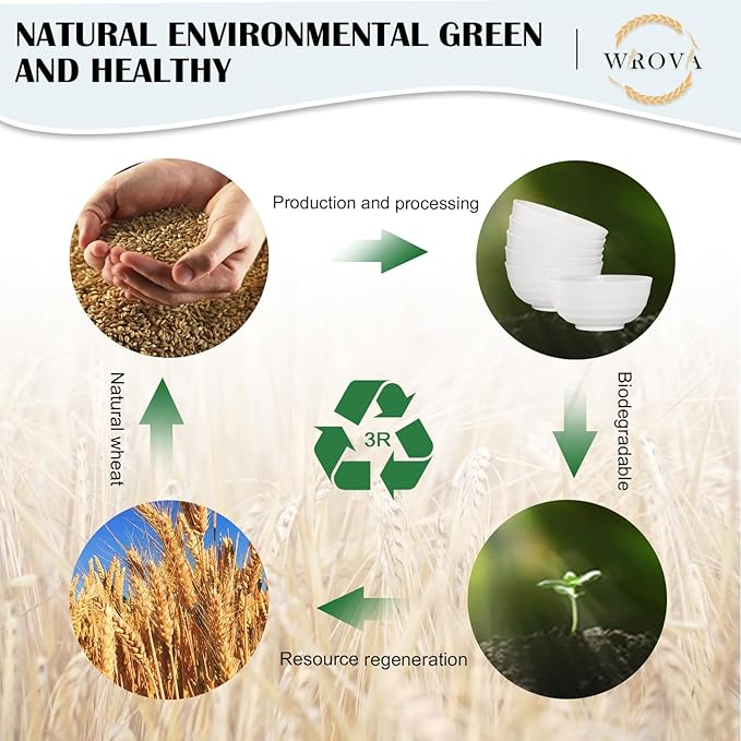 Wheat Straw Bowls Set 60 OZ, Unbreakable Large White Bowls Set of 6, Microwave and Dishwasher Safe Big Cereal Bowl for Dorm and Apartment, Salad Bowl for Serving Oatmeal and Popcorn (White)