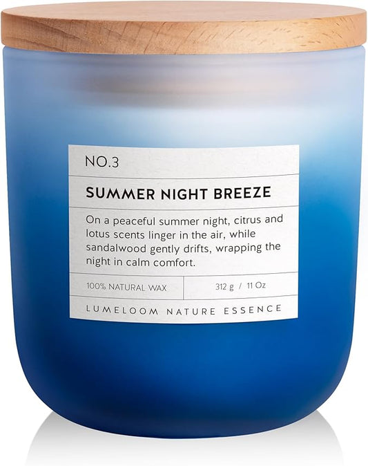 Summer Night Breeze Scented Candle, 11oz Aromatherapy Soy Wax Candles for Home Scented, Long Lasting, Fruits, Flower, Wood Scent Gift for Men, Women, Friends, Relaxation & Stress Relief