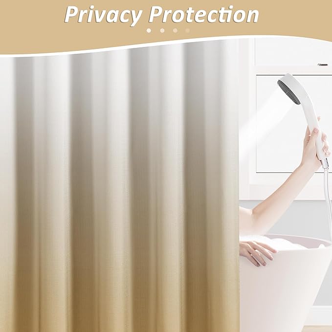 Naturoom Gold Yellow Shower Curtains for Bathroom,Ombre Cloth Fabric Shower Curtain Set with 12 Hooks Denim Blue Bathroom Decor 72 x 72