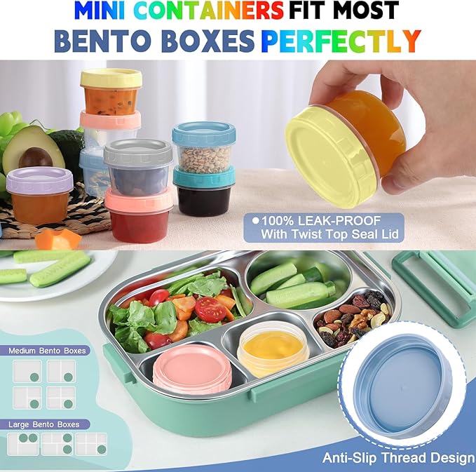 24pcs 2 oz Salad Dressing Container To Go Small Sauce Containers with Lids, Reusable Condiment Cups for Lunch Box, Leakproof, Freezer, Microwave & Dishwasher Safe