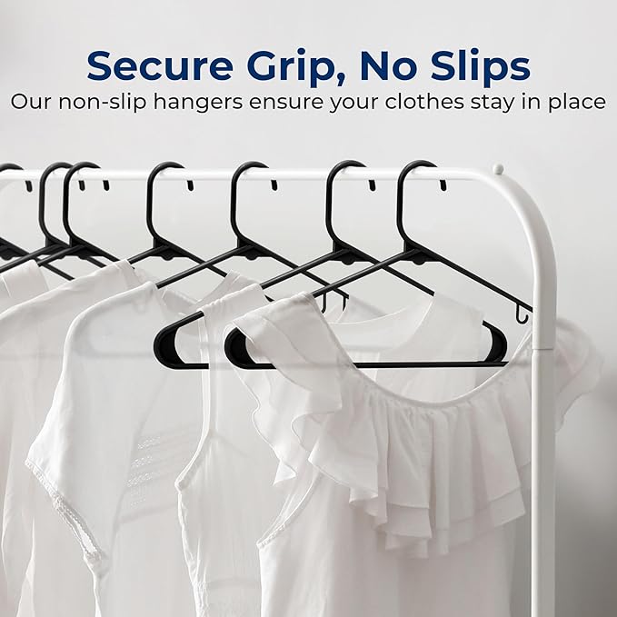 SereneLife 200 Pack Plastic Hangers, Non-Slip, Space-Saving Closet Organizers, Durable and Strong for Shirts, Sweaters, Hoodies, Kids Clothes & Dresses, Ultra-Thin, Lightweight