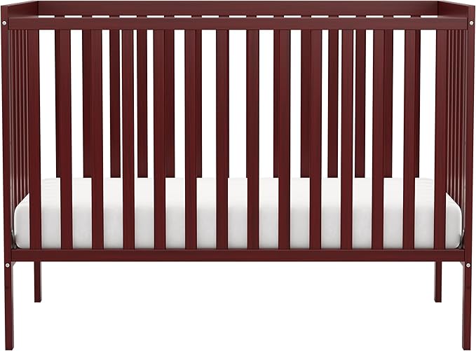 Baby Crib 5-in-1 Convertible, Wooden Nursery Cribs Converts to Toddler Bed, Daybed and Full Size Bed, 3 Adjustable Base, Non-Toxic Finish (Cherry)