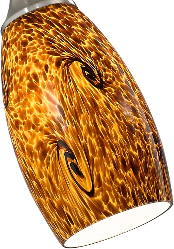 Mini Glass Pendant Lights for Kitchen Island1Pack Hand Blown Art Glass Pendant Light Shade with Brushed Nickel Finish Black and Yellow Swirl Glass Lamp Shade for Kitchen Over Sink Dining Room