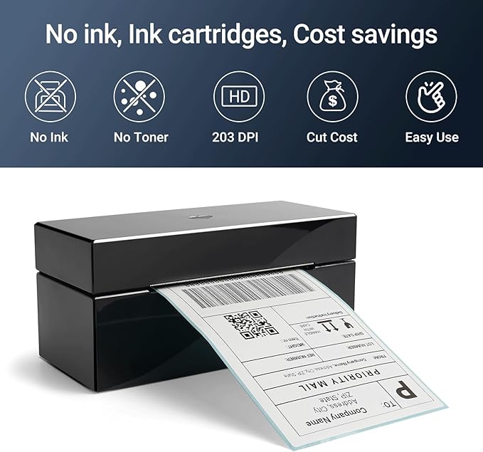 ORGBRO Z1 Shipping Label Printer, 4x6 Thermal Label Printer for Small Business, High Speed Sticker Maker for Commercial Grade Shipping Packages, Used for Amazon, Ebay, Shopify, USPS (USB Only)