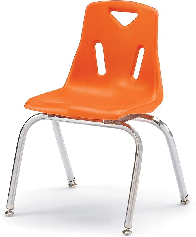 Jonti-Craft Berries 8146JC1114 Stacking Chair with Chrome-Plated Legs, 16" Height, Orange