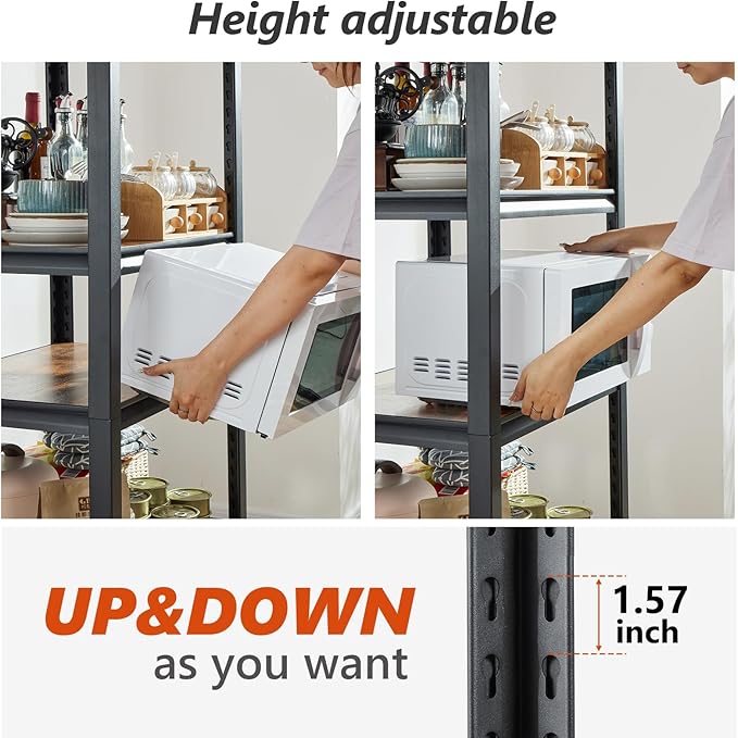 REIBII Storage Shelves 2500LBS Metal Shelving Adjustable Garage Shelving 5 Tier Garage Storage Shelves for Closet Kitchen Pantry 24.4''W X 16.4''D X 60''H