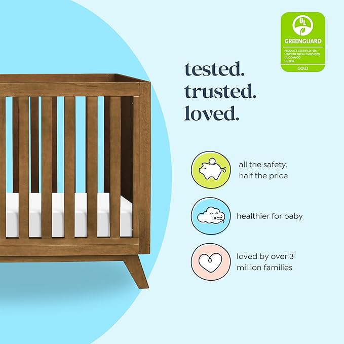 DaVinci Otto 3-in-1 Convertible Baby Crib with Toddler Bed & Daybed Conversion, Durable & Easy to Assemble - GREENGUARD Gold Certified with 4 Adjustable Mattress Heights - Walnut