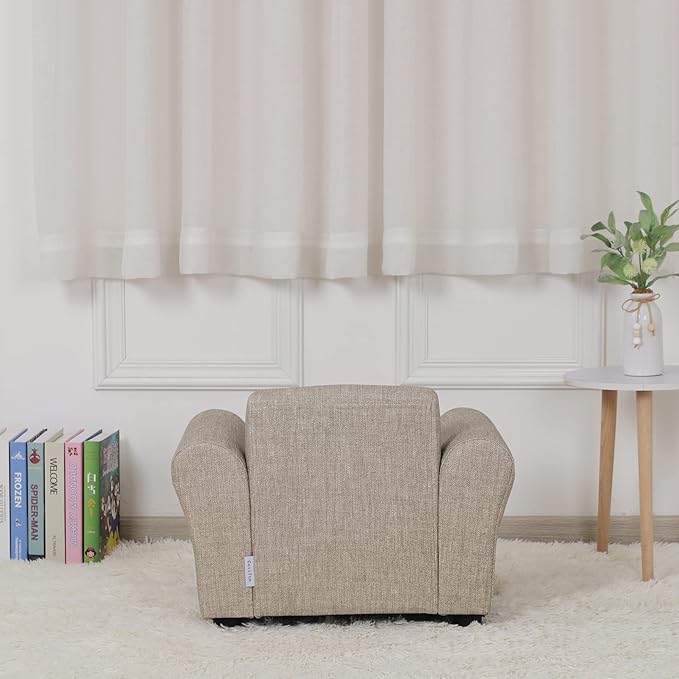 Getifun Kids Sofa Chair with Ottoman/PVC Leather Toddler Couch with Plastic Legs/Upholstered Children Armchair for Kids Under 4 Years Old/Single Seat with Stool (Single)