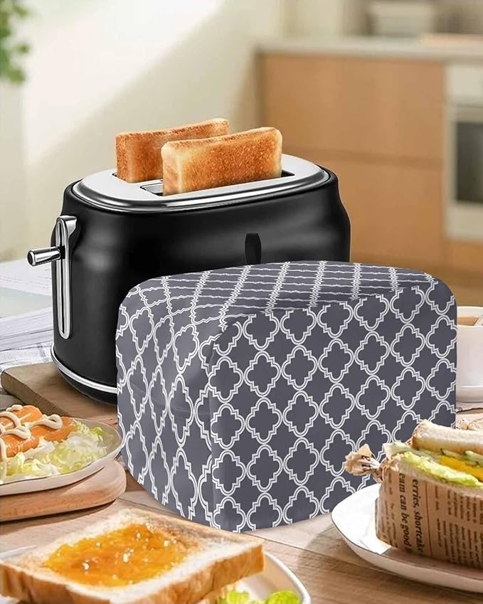 Toaster Cover 2 Slice Moroccan Pattern Toaster Oven Cover with Pockets Dark Grey Dustproof Bakeware Protector Small Kitchen Appliance Dust Covers and Fingerprint Protection for Women