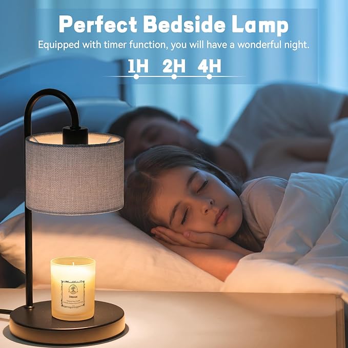 Candle Warmer Lamp with Timer, Dimmable Candle Wax Warmer Electric Candle Lamp for Scented Candles with 2 Bulbs, House Warming Gifts Brithday Gifts for Women Bedroom Home Decor - Gray