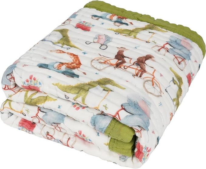 Organic Cotton Muslin Baby Blanket for Boys and Girls - Luxurious Soft Toddler Quilt for Swaddling - Gender Neutral Blankets Makes a Great Gator on The Go