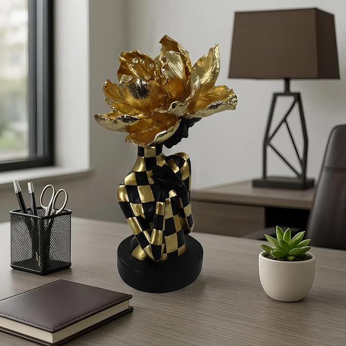 African Statues for Home Decor, Sculptures Decorations for Living Room, 11'' African Lady Art Bust Figurines, Black Modern Aesthetic Ornament for Shelf and Tables, Décor Accents Gifts for Women