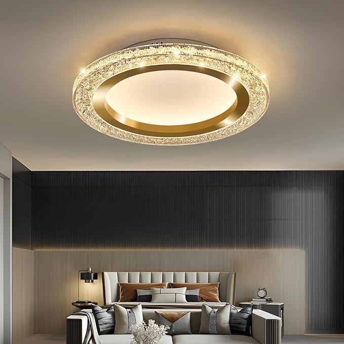 UOFUS 28W Gold LED Flush Mount Ceiling Light 12inch Modern Round Ceiling Light Fixture 3000K-6000K Super Bright Circle Ceiling Lamp for Bedroom Kitchen Bathroom Entryway Hallway Stairwell