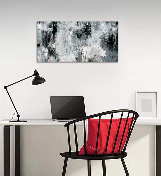 NINEASO Black Gray Abstract Wall Art - Abstract Canvas Pictures for Wall Decor Modern Abstract Canvas Painting Artwork for Living Room Bedroom Home Office Wall Decorations 20" x 40"