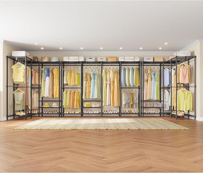 VIPEK V40 Plus Extra Large Clothes Rack Heavy Duty Clothing Rack for Hanging Clothes, Multi-Functional Closet Organizer System Freestanding Wardrobe Closet for Bedroom, Max Load 1300lbs, Black
