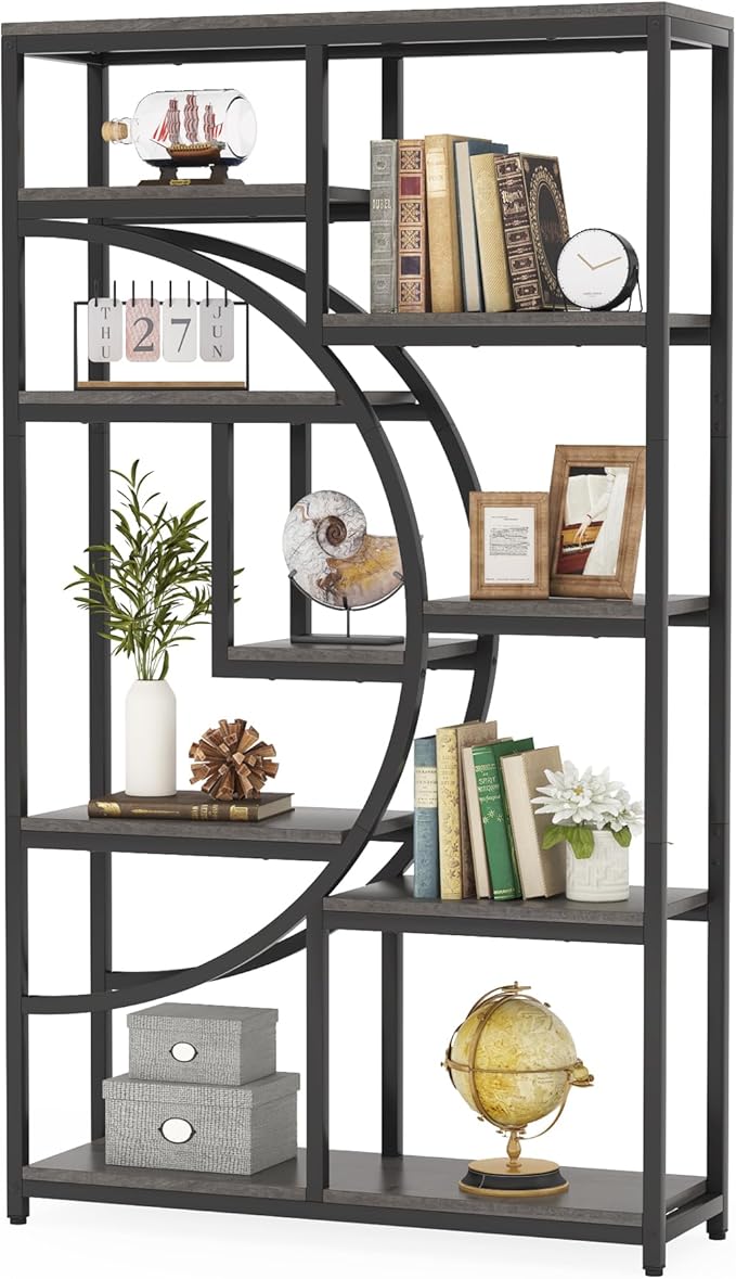 Tribesigns Bookshelf Industrial 5 Tier Etagere Bookcase, Freestanding Tall Bookshelves Display Shelf Storage Organizer with 9-Open Storage Shelf for Living Room, Bedroom
