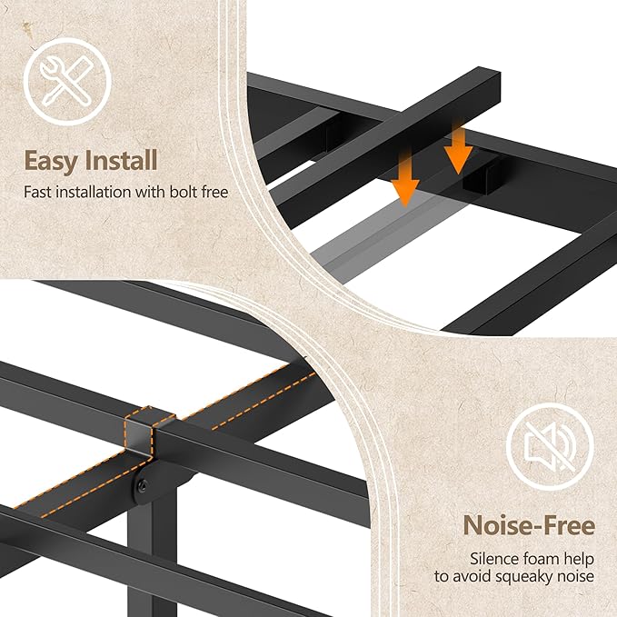 Furnulem Queen Bed Frame with Storage Headboard and LED Lights, Metal Bedframe with Charging Station and USB Port, Queen Size Platform Bed with Heavy Duty Slats, No Box Spring Needed, Black Oak