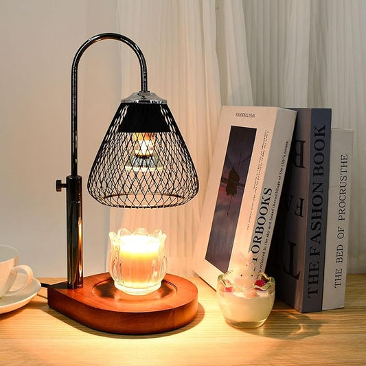Candle Warmer Lamp with Timer Dimmable, New Adjustable Height Black Metal Wrought Iron Wax Melt Warmer Lamps for Scented Jar Candles, Gifts for Women Mom, Home Decor Table Lights