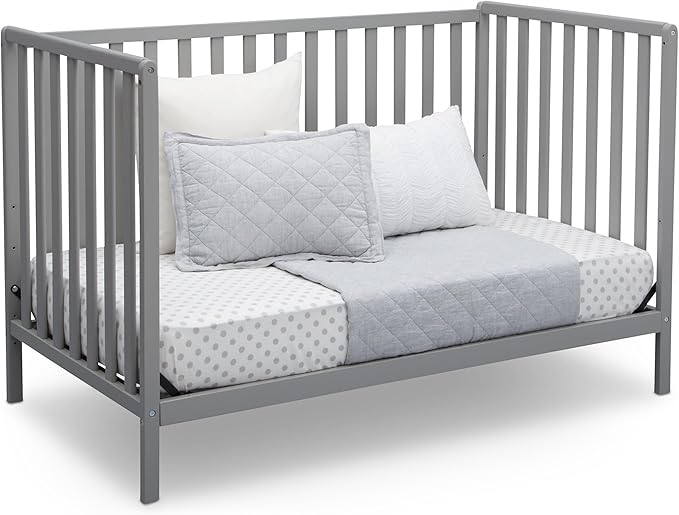 Delta Children Heartland 4-in-1 Convertible Crib - Greenguard Gold Certified, Grey