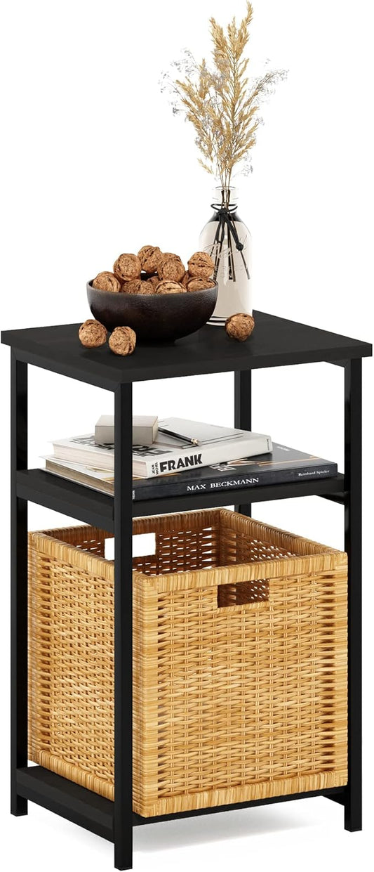 Furinno Just 3-Tier Metal Frame End Table with Storage Shelves, 1-Pack, Espresso