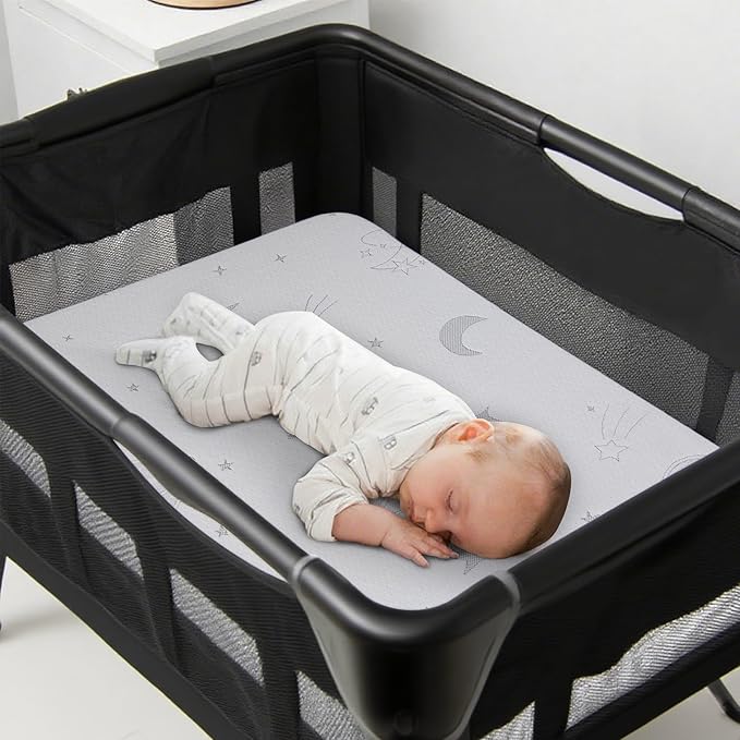 Pack and Play Mattress Pad, Dual-Sided Breathable Hypoallergenic, Premium Memory Foam & High Density Foam, Portable Pack n Play Mattress