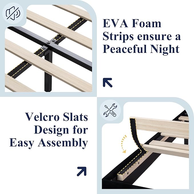 Allewie King Size Platform Bed Frame with Charging Station & Storage Headboard, Upholstered Velvet Wingback Design & USB Port, Strong Wooden Slats Support, No Box Spring Needed, Easy Assembly, Black