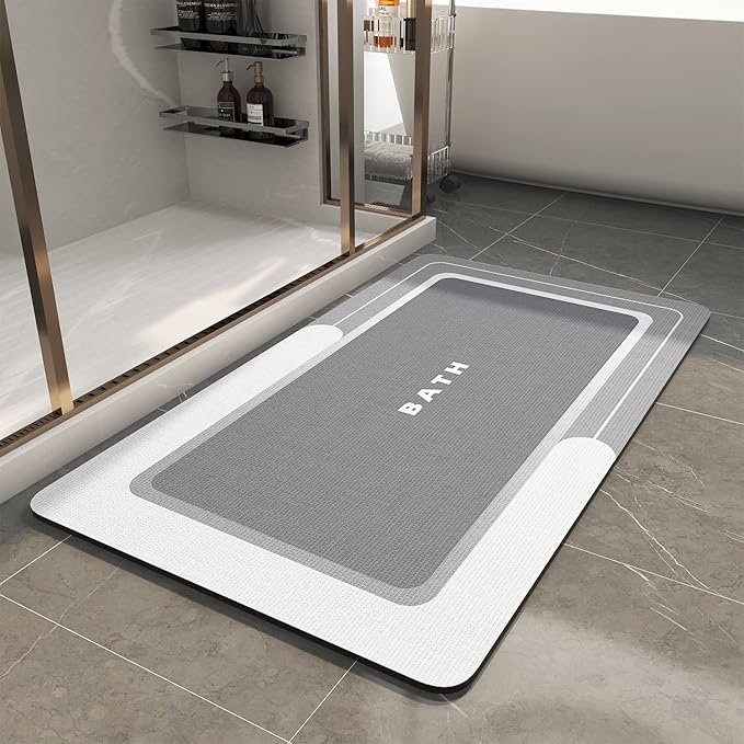 MontVoo-Bath Mat-Bathroom Mat Rug Non Slip Super Absorbent Stain Resistant Quick Dry Thin Bathroom Rug-Bath Mats for Bathroom Floor Bathtub Vanity-Bathmat Bath Rug Easy Care-24"x35" Gray