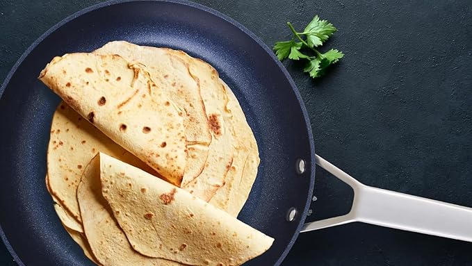 MsMk Non stick frying pan set with lid Blue, 12-inch Durable skillet, Titanium and Diamond Non Stick Non-Toxic Coating From USA, Even Heating, Easy Clean-Up, Comfort Handle, Induction Compatibility