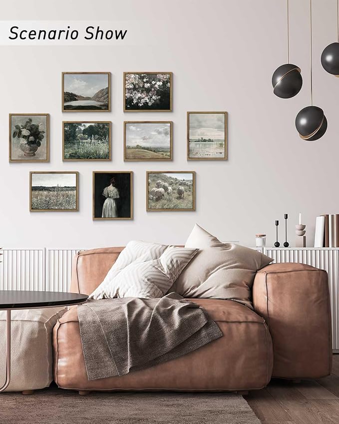 InSimSea Framed Canvas Wall Art, Meadow with Flowers Painting, Landscape for Living Room, Bedroom, Home, Bathroom Decor, 8x10