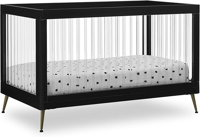 Delta Children Sloane 4-in-1 Acrylic Convertible Crib - Greenguard Gold Certified, Black/Bronze