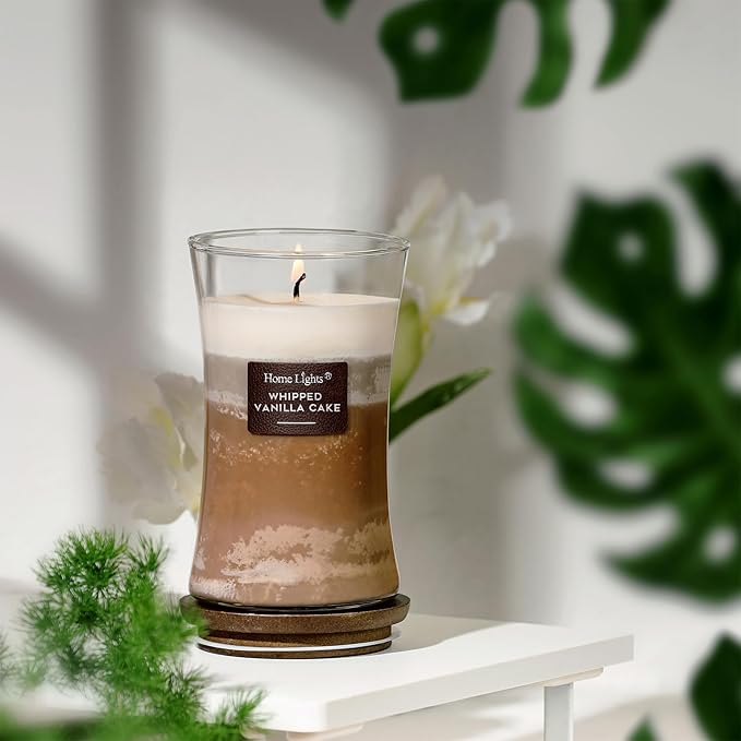 HomeLights 3-Layer Candles for Home Scented, 21.52 OZ Natural Soy Wax Scented Candles Burns Up to 100 Hours, Large Jar, Whipped Vanilla Cake