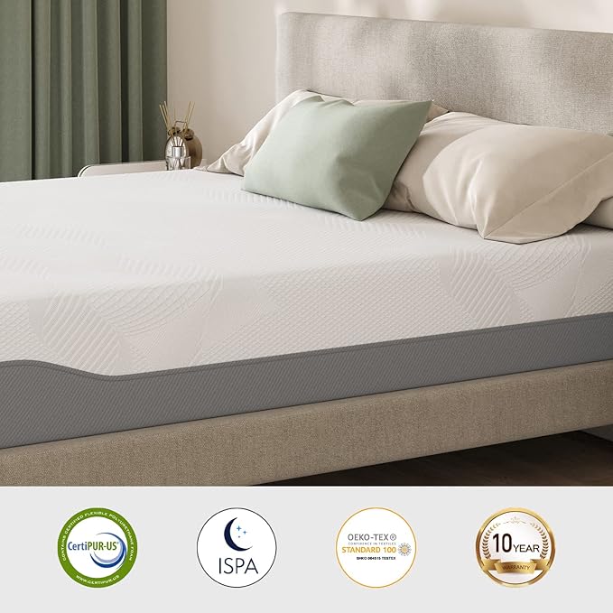 Novilla Twin Mattress, 10 Inch Gel Memory Foam Mattress for Enhanced Support & Motion Isolation, Medium Firm Bed Mattresses in a Box-Vibrant