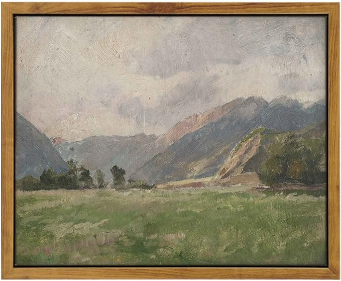 InSimSea Framed Canvas Wall Art Vintage Decor, Room Eclectic Decor, Prairie and Mountain Painting Wall Art Hoom Decor, Canvas Wall Art for Living Room Bedroom Home Office Bathroom Wall Decor, 8"x10"