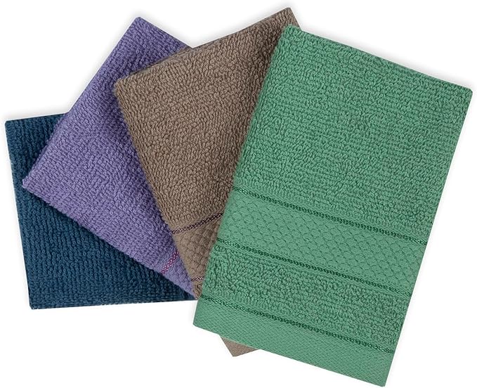 Casa Lino Face Towels & Body Wash Cloths for Showering - 100% Cotton Wash Cloths for Bathroom - Highly Absorbent & Quick Drying Washcloth Set - Cotton Washcloths 24 Pack (12" x 12") - (Multicolor II)