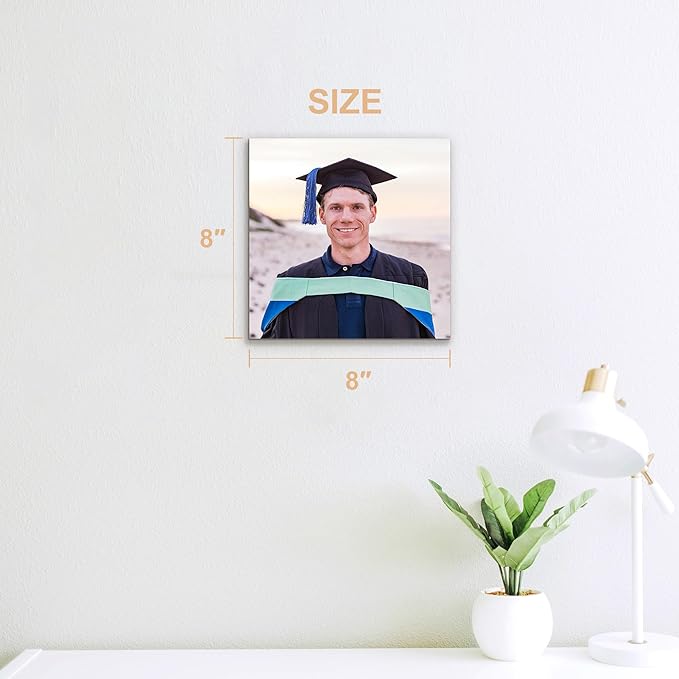 Custom Graduation Canvas Prints with Your Photos,Graduation Decorations, Personalized Graduation Canvas Wall Art Gifts Idea for Daughter, Son, Sibling or Friend (8" X 8")