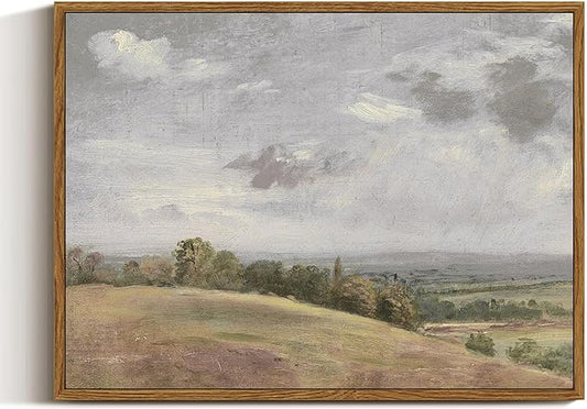 InSimSea Framed Canvas Wall Art, Vintage Decor - Landscape Wall Painting Prints, Rolling Hills Pictures for Bedroom, Farmhouse Bathroom, Office Dining Room Decor - 12"x16"