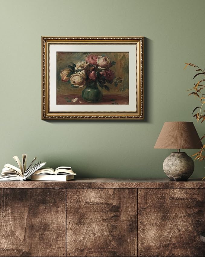 VIYYIEA Gold Framed Wall Art Canvas Print Home Decor Flower Art Vintage Botanical Prints Rustic Farmhouse Wall Decor Mid Century Art Prints Floral Room Decor Wall Pictures Living Room Bedroom 13x16in