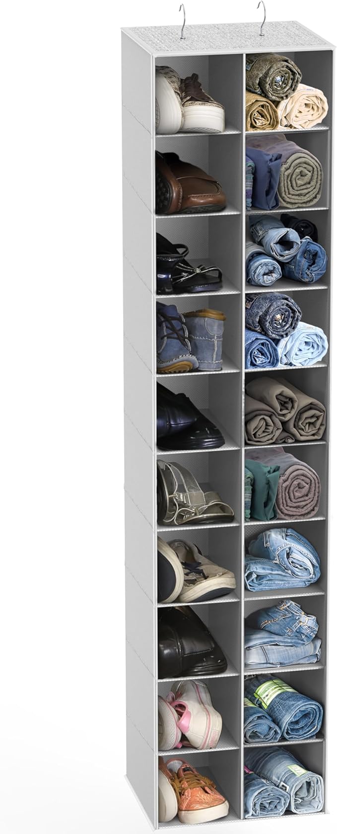 Simple Houseware Hanging Closet Organizers 20 Section Shoe Shelves, Gray