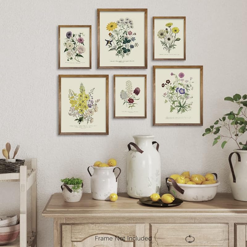 Rustic Modern French Country Cottagecore Wall Art - Watercolor Vintage Flower Poster Print - Primitive Green Magnolia Leaves Pictures Gallery Gift - Farmhouse Plant Botanical Floral Kitchen Room Décor