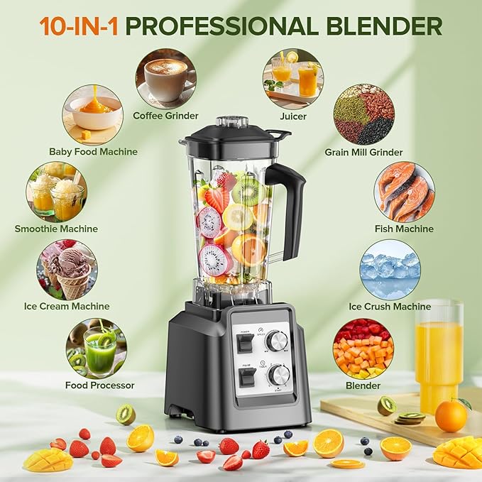 Blenders for Kitchen, Blender & Grinder Combo, Smoothie Blender, 68Oz Pitcher for Crushing Ice, Puree and Frozen Fruit with Autonomous Clean, BPA-Free