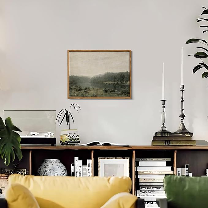 Floating Framed Canvas Wall Art, Vintage Wild Field Oil Painting Pictures Prints, Modern Farmhouse Natural landscape Wall Decor for Living Room Bedroom Dining Room Office Decor 8x10 inch