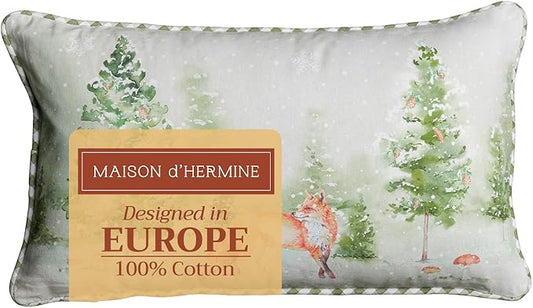 Maison d' Hermine Decorative Pillow Covers 12x20 Inch Rectangle 100% Cotton Throw Pillow Covers with Invisible Zipper Cushion Case for Living Room Couch, Chair, Sofas, Bedroom, Home (Winter Mornings)