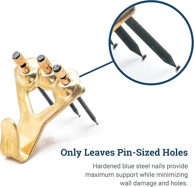 PHS 100 lb Picture Hangers, 100 Pack with Nails - Picture Hanging Hooks, Picture Hanging Hardware, Frame Hooks or Hangers, Heavy Duty Picture Hangers, Mirror Hanger - for Drywall and Plaster