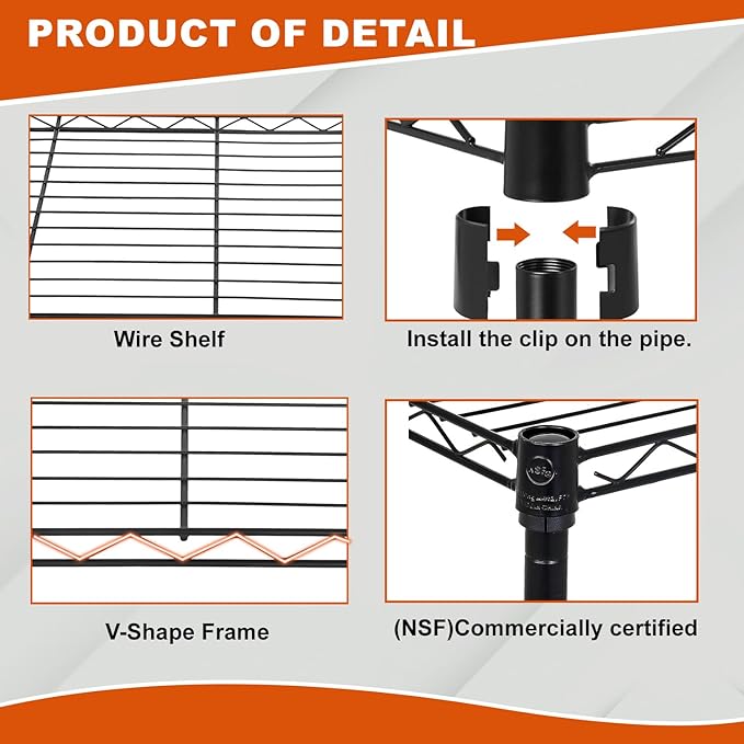 PayLessHere 3-Tier Adjustable Metal Storage Rack with Wheels Mesh Shelving Unit Heavy Duty Storage Shelving Unit,Black