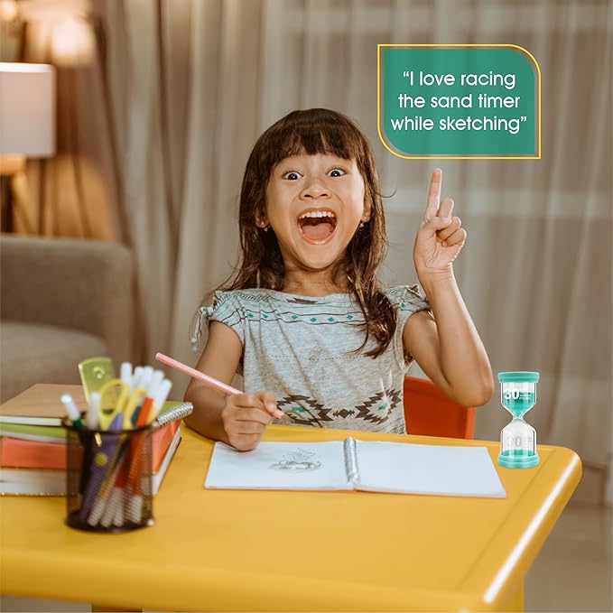 Sand Timer for Kids 4 Pack Colorful Hourglass 3min, 5mins, 10mins, 30mins Sand Clock Timer for Classroom, Games and Kids Room